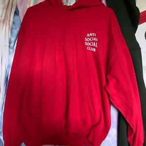 red anti social social club hoodie XL